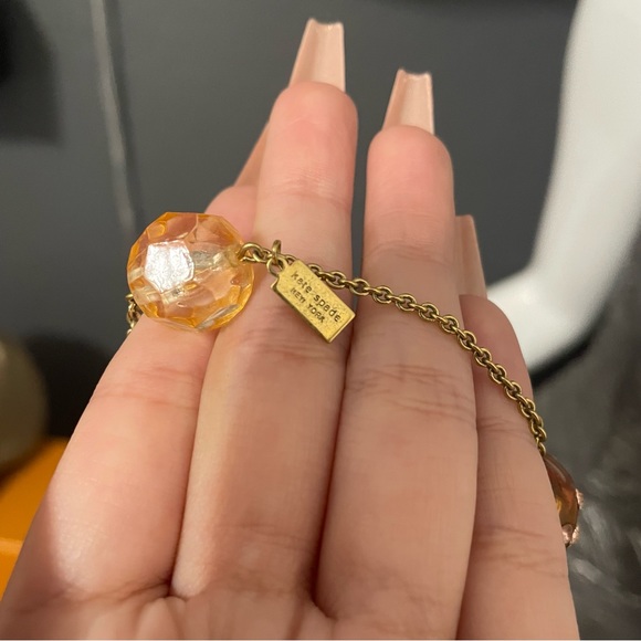 💖 Kate Spade Vintage Long Layering Necklace w/Rhinestone Baubles - Picture 3 of 4